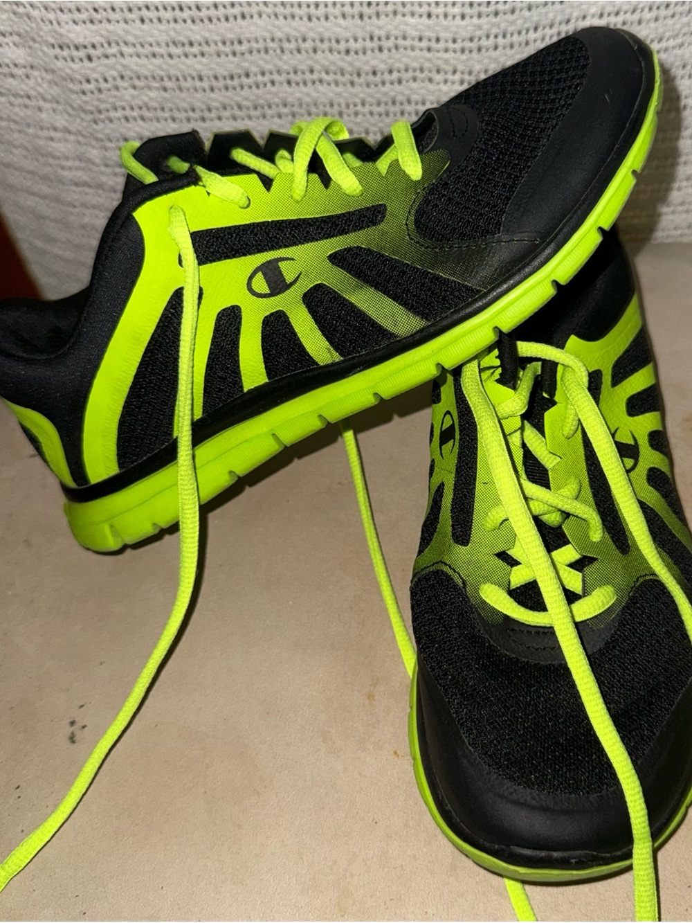 Champion Kids Neon Yellow and Black Sneakers